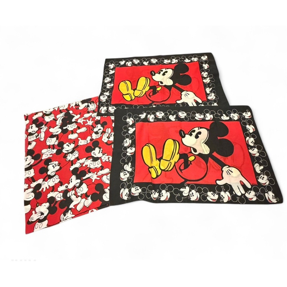 Disney Mickey Mouse Full Sheet Set Vintage Red Black White Character Bedding